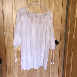 J Crew white embroidery cover up